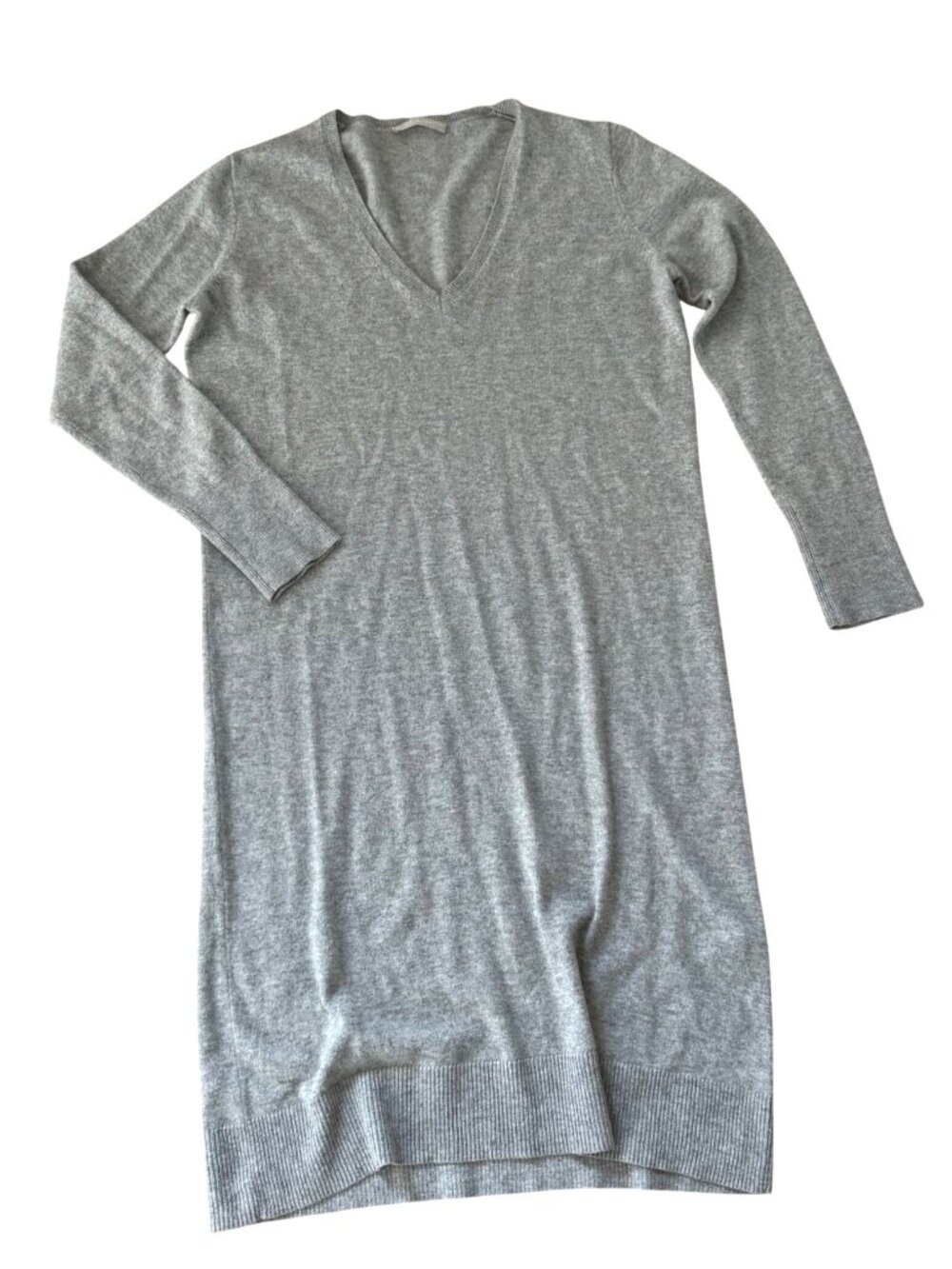 Everlane Women's Sweater Dress M Gray V-Neck Long Sleeve Cashmere Fall Layers